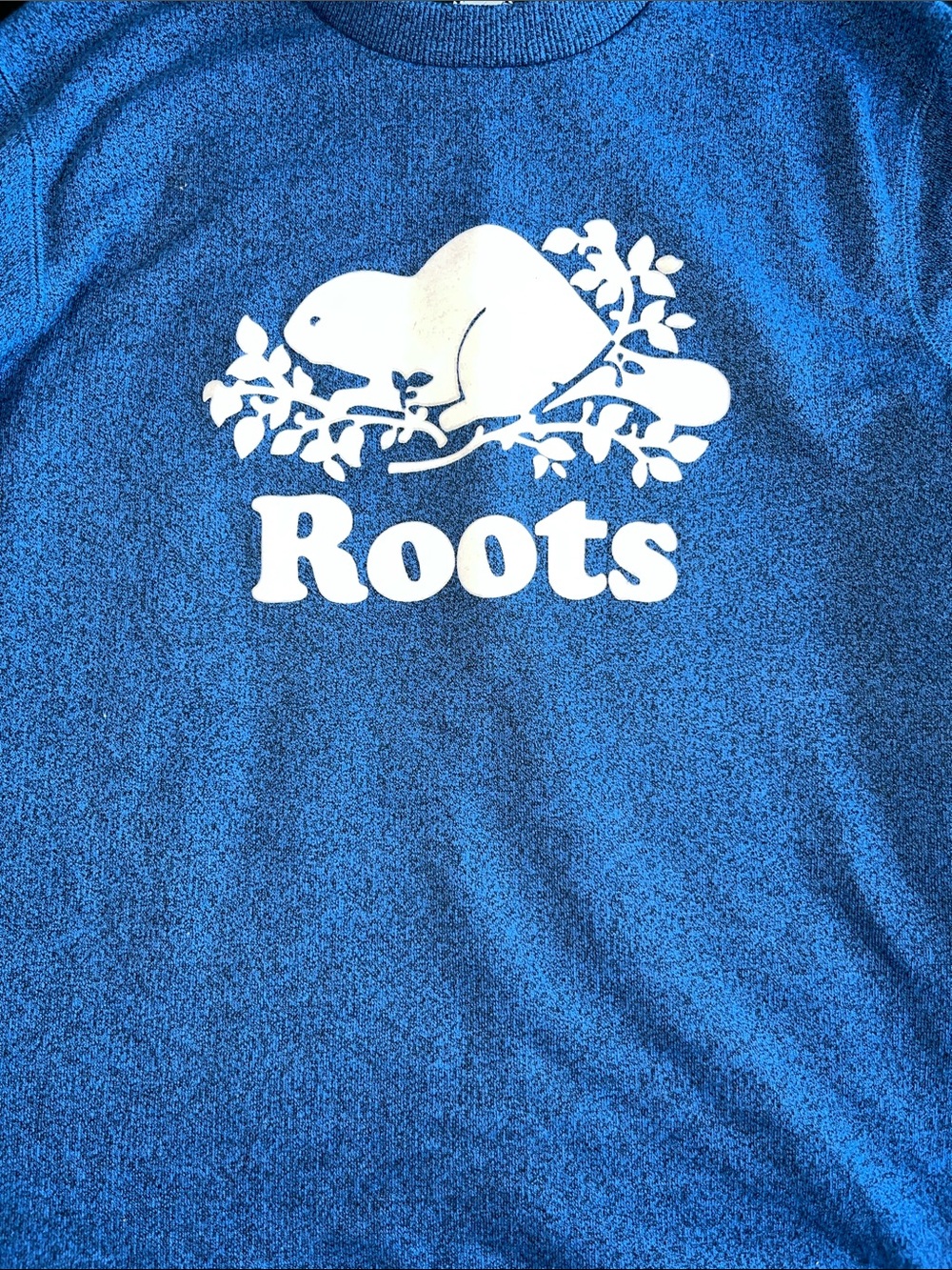 Roots Blue Crew Sweatshirt with White Beaver Logo